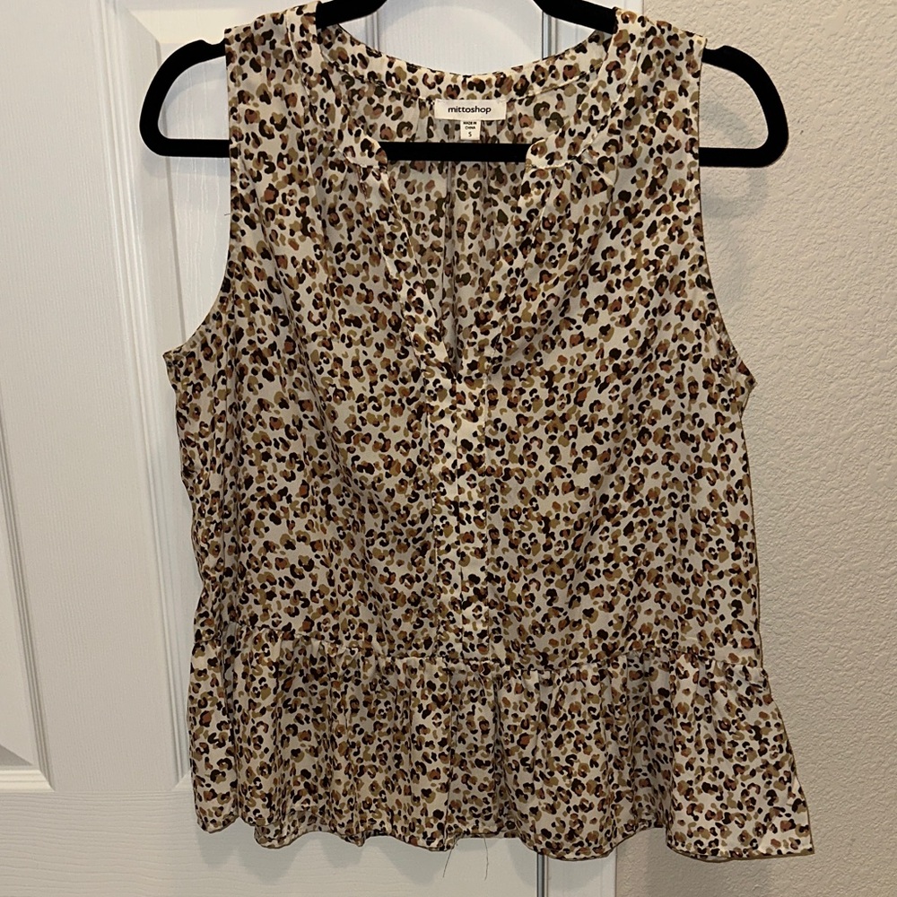 Mittoshop Leopard Print Sleeveless Blouse